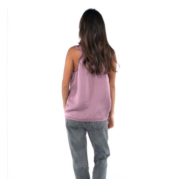 CAbi Tally Tank Top Women's Large Lilac Purple Ruffles V-neck Flowy Lightweight - Picture 2 of 9